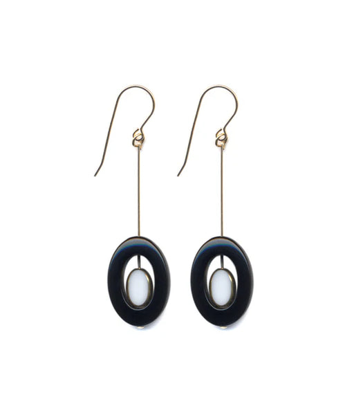 Black and White Oval Peep Earrings