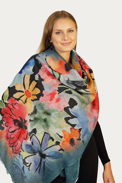 Painted Flowers Scarf