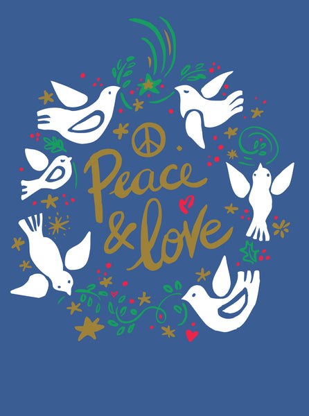 Peace and Love Silkscreen Holiday Cards - Set of 8