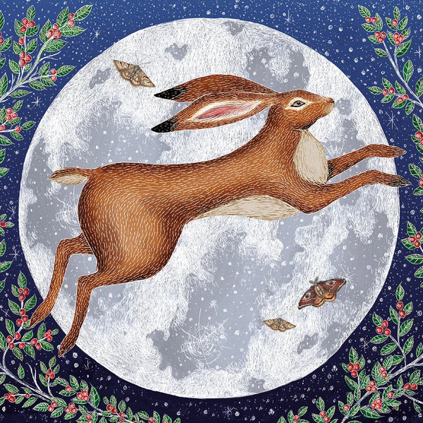 Winter Moon Hare Holiday Cards - Set of 5