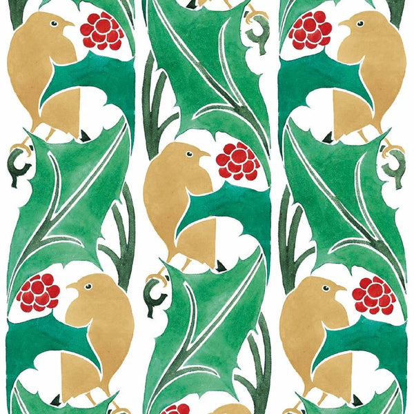 Robins, Holly and Red Berries Holiday Cards - Set of 5