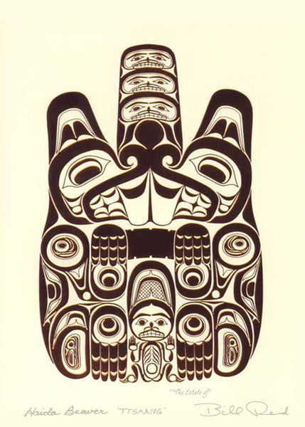 Bill Reid Matted Copper Embossed Art Card, "Haida Beaver - Ttsaang"