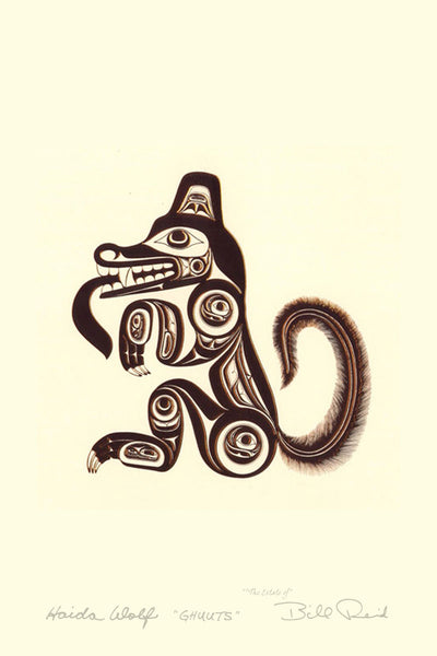 Bill Reid Matted Copper Embossed Art Card, "Haida Wolf - Ghuuts"