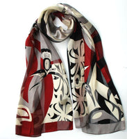 Hummingbird Silk Scarf - Red/Black