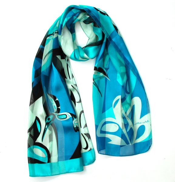 Hummingbird Silk Scarf - Turquoise