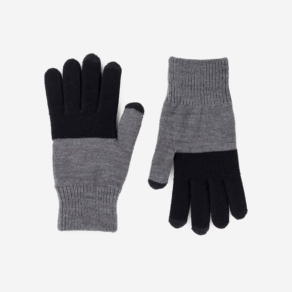 Colourblock Touchscreen Gloves - Black/Grey