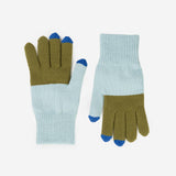 Colourblock Touchscreen Gloves - Stone/Blue Moss