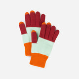 Trio Colourblock Touchscreen Gloves - Flame/Jade