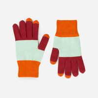 Trio Colourblock Touchscreen Gloves - Flame/Jade