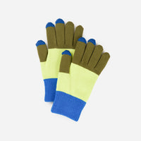 Trio Colourblock Touchscreen Gloves - Lime/Colbalt