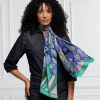 Van Gogh Irises Oblong Silk Scarf