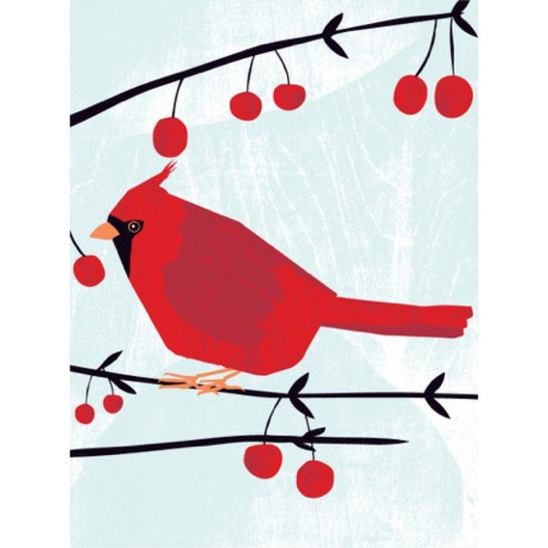 Cardinal with Crabapples Silkscreen Holiday Cards - Set of 8