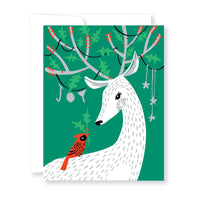 Deer and Cardinal Silkscreen Holiday Cards - Set of 8