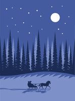 One Horse Open Sleigh Silkscreen Holiday Cards - Set of 8