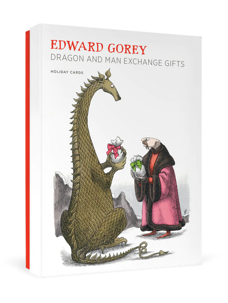 Edward Gorey: Dragon and Man Exchange Gifts Holiday Cards - Set of 12