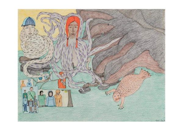 Shuvinai Ashoona Postcard, "Composition (Red Headed Octopus)"