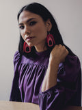 Salish Chandelier Earrings - Red/Pink