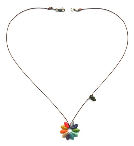 Small Rainbow Flower Necklace